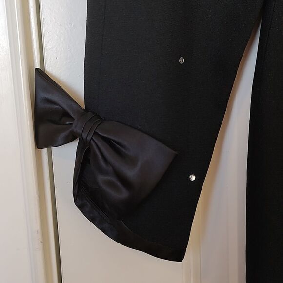 Morton Myles For the Warrens Black Rhinestone Studded Long Sleeve Vintage Dress - Picture 3 of 9